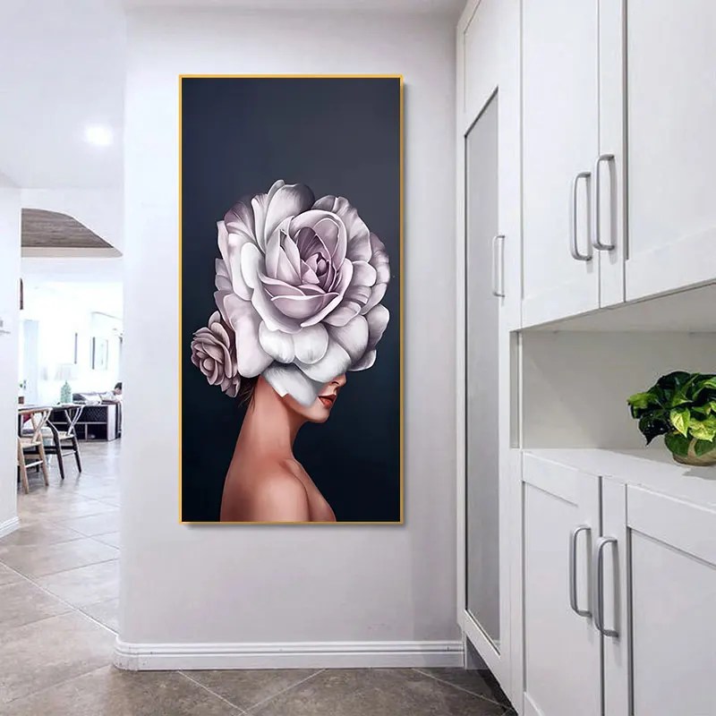 Сексуальные женские фиолетовые цветы Картина Холст Декор картина маслом