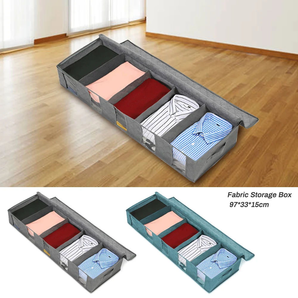 

Folding Non Woven Fabric Storage Box 5 Compartments Storage Holder Organizer with Zipper Clear Window Handles 1/3 pcs New