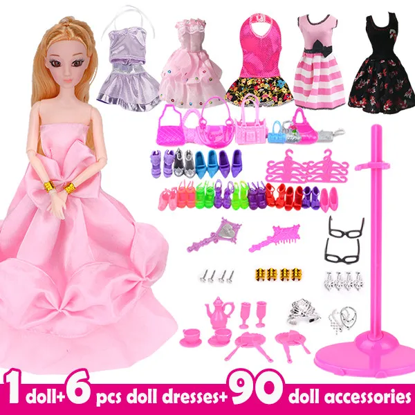 Партия 97 предметов куклы и аксессуары модные платья для девочек куклы конечная Мода Принцесса Набор Кукол