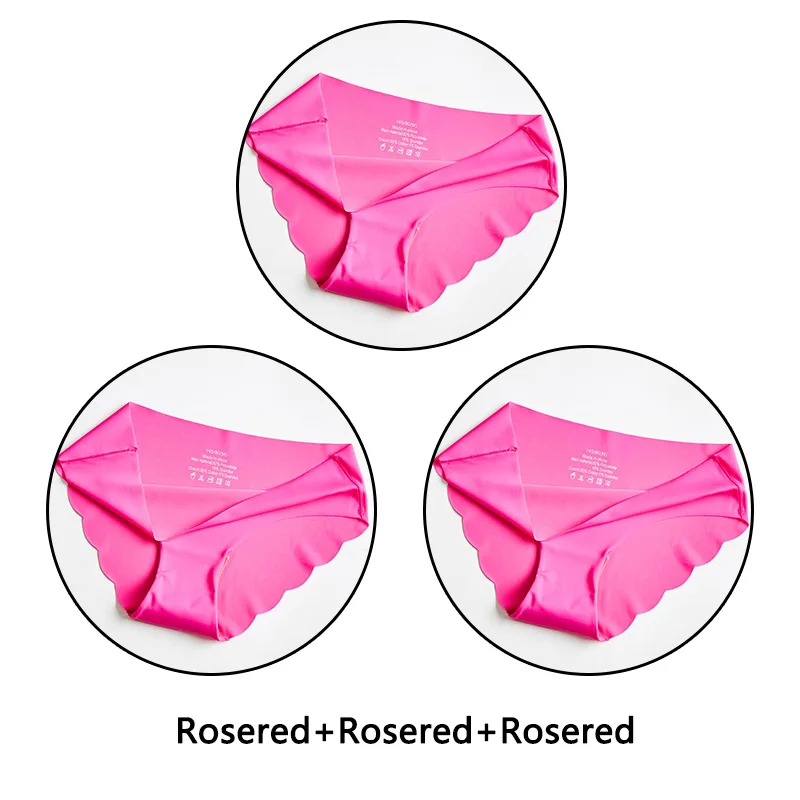 Rosered Rosered Rose 3 шт./лот бесшовные кружевные трусики с открытой промежностью льда шелковые трусы Ультра тонкое мягкое нижнее белье S-XXL с низкой посадкой нижнее белье с однотонными оборками нижнее бельё - Цвет: Rosered Rosered Rose