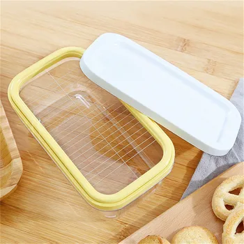 

TTLIFE 2 in 1 Butter Box Cheese Cutting Fresh Box Sealed Rectangular Storage Box Baking Tools