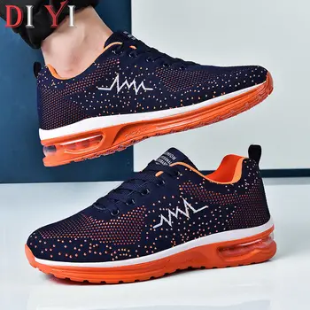

Damping Men's Shoes Women Cushioning Breathable Mesh Sneakers for Men Fashion Printed Casual Man Shoes Lace Up Couple Shoe E15