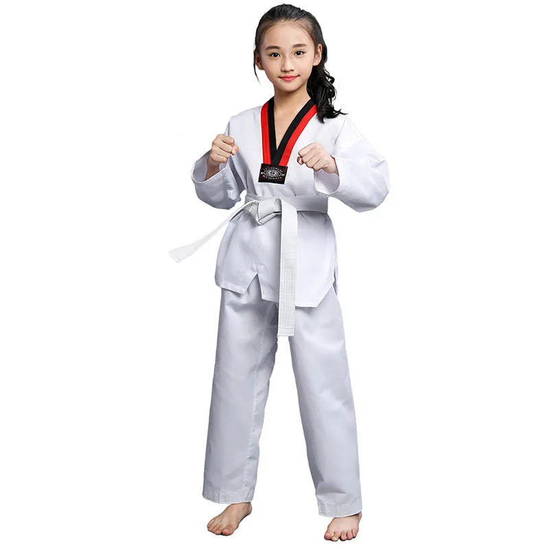 Taekwondo Clothing Karate Uniform For Adult Kids Student Beginners Kung Fu Clothes Martial Art Suits with Free Belt Black or Red (25)