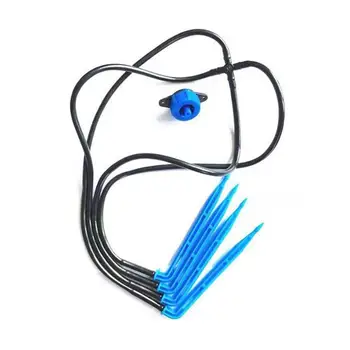 

10 Pcs Indoor Plants Automatic Drip Irrigation Watering System Flower Pot Waterer Tool Drip Stake with Tubing 4 Heads (Blue)