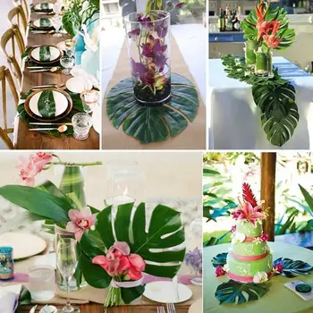 

Simulation Leaves Flowers 1 Set Table Decoration Creative Artifical Leaves Artificial Palm Leaves Cloth 24/36/48/60pcs Beach