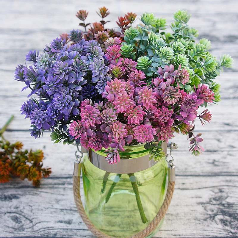 

7 forks 28 heads branch Succulent plants artificial fall leaves flores DIY artificiais wedding decoration plant fake flowers