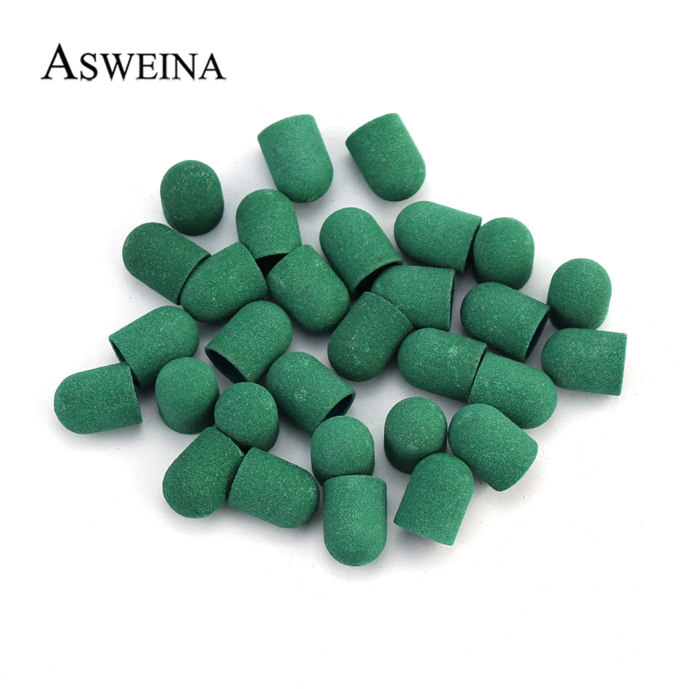 

20Pcs Green 10*15mm Sanding Caps Electric Manicure Sanding Bands Pedicure Files Drill Machine Accessories Nail Art Tools