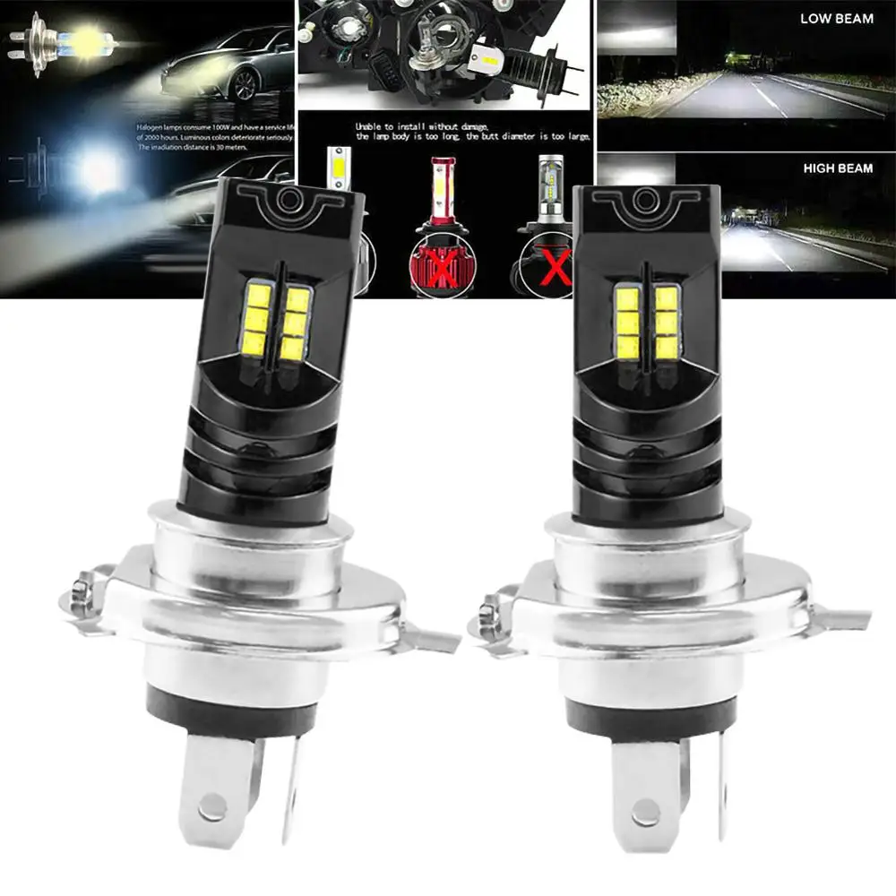 2pcs H4 LED Headlight Bulb Beam Kit Canbus 55W 15000LM LED Canbus 6000K Car Light Headlamp IP68 Conversion Globes Headlight Bulb 2pcs H4 LED Headlight Bulb Beam Kit Canbus 55W 15000LM LED Canbus 6000K Car Light Headlamp IP68 Conversion Globes Headlight Bulb