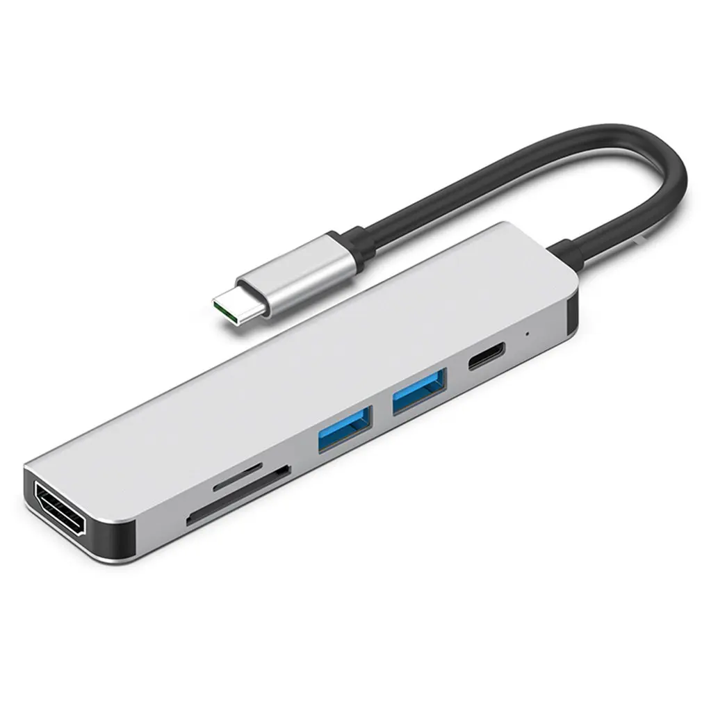 

Portable Professional 6 In 1 Charging Port Adapter Type C to USB3.0 SD TF HDMI PD USB 3.0 Converter 4K HDMI Hub