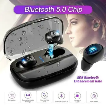 

Wireless Earphones Bluetooth V5.0 TWS Wireless Bluetooth Headphones Digital Display Stereo Binaural With Microphone