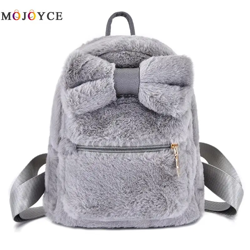 

Children Plush Fluffy Cute Women Backpack Lovely Student Kindergarten Book Bags Mini Backpack