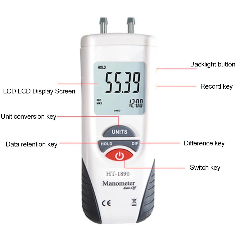 Measurement Portable Weatherglass Tester Digital Air Pressure Professional Handheld Manometer High Accuracy Gauge HT-1890 Tools