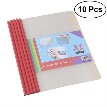 

10Pcs Transparent File Folder Sliding Bar Report Covers A4 Report Display Cover Organizer Binder (Q310-Red)
