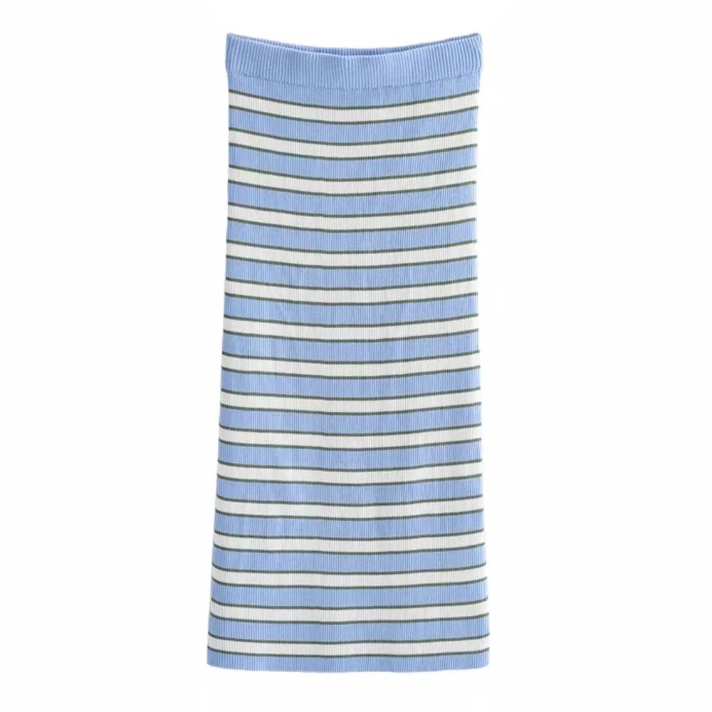 

XNWMNZ 2021 High Waist Women Spring Skirts Vintage Knitting Women Long Skirt Faldas Jupe Femme Women Striped knit Skirts Saia