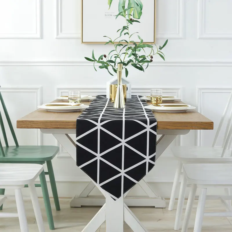 Nordic simple modern fashion Plaid table runner table mat tea table cloth geometric pattern fabric table runner