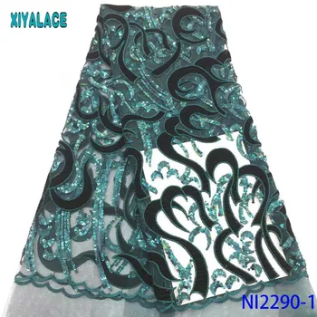

Velvet Lace Fabric Latest Lace Fabric High Quality Wedding Sequence Lace Fabric For African Velvet Lace Dress NI2290