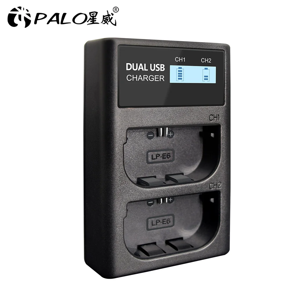 Зарядное устройство для аккумуляторов 100% PALO LP E6 LPE6 LPE6N зарядное USB с ЖК дисплеем