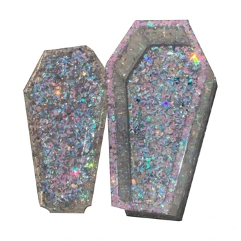 

DIY Crystal Epoxy Resin Mold Halloween Coffin Storage Box Silicone Mold Jewelry Box Mirror Silicone Mold For Resin