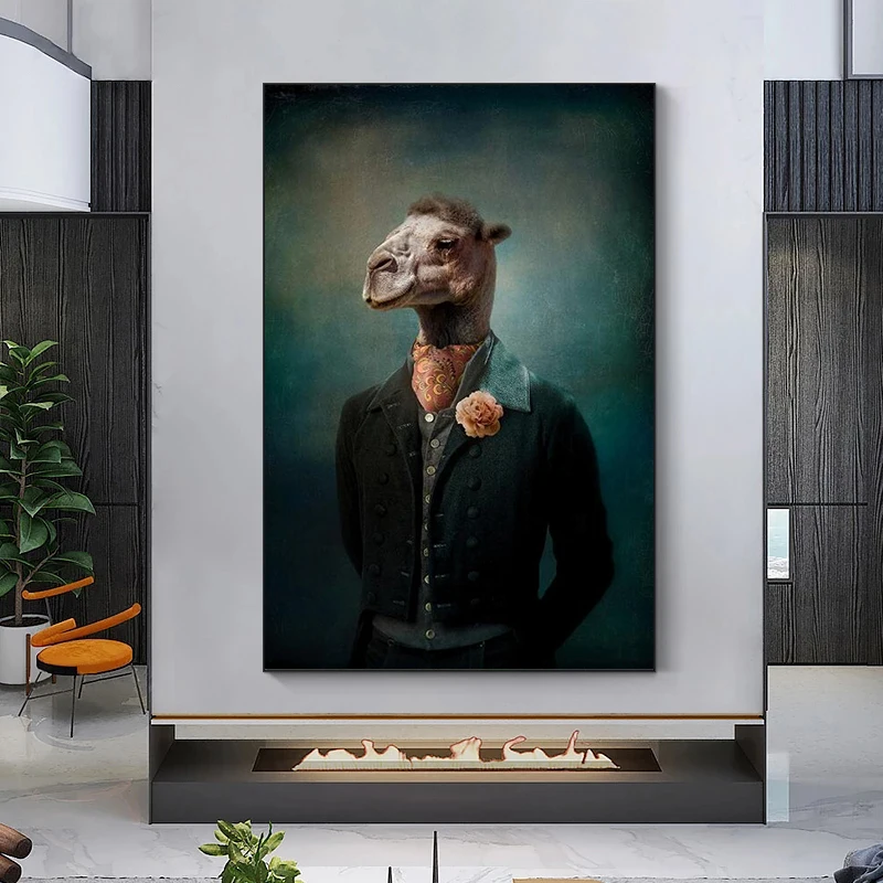 

Earl of the Goat Classical Canvas Paintings On the Wall Art Posters And Prints Mr. Goat In a Suit Canvas Picture Home Wall Decor