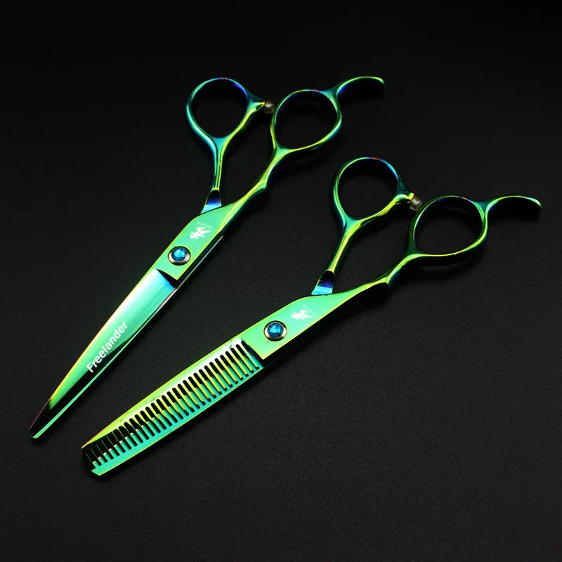 6 дюймов левая ручная Резка истончение стайлер для укладки волос ножницы lefty зеленый салон Парикмахерские ножницы обычные плоские зубчатые лезвия