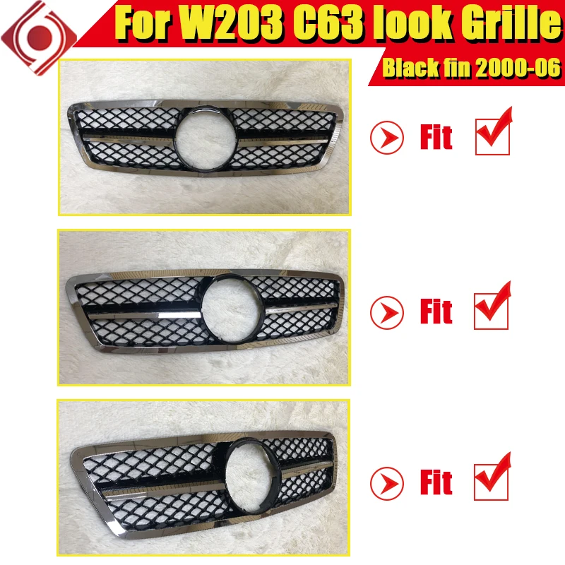 Для Mercedes C203 W203 C Class Sports Передняя C63 решетка гриль грили Гальваническая черная