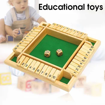 

Four Sided 10 Numbers Pub Bar Board Dice Game Set Wooden Kids Family Christmas Gift Educational Toys Best Gift 220x220x33mm
