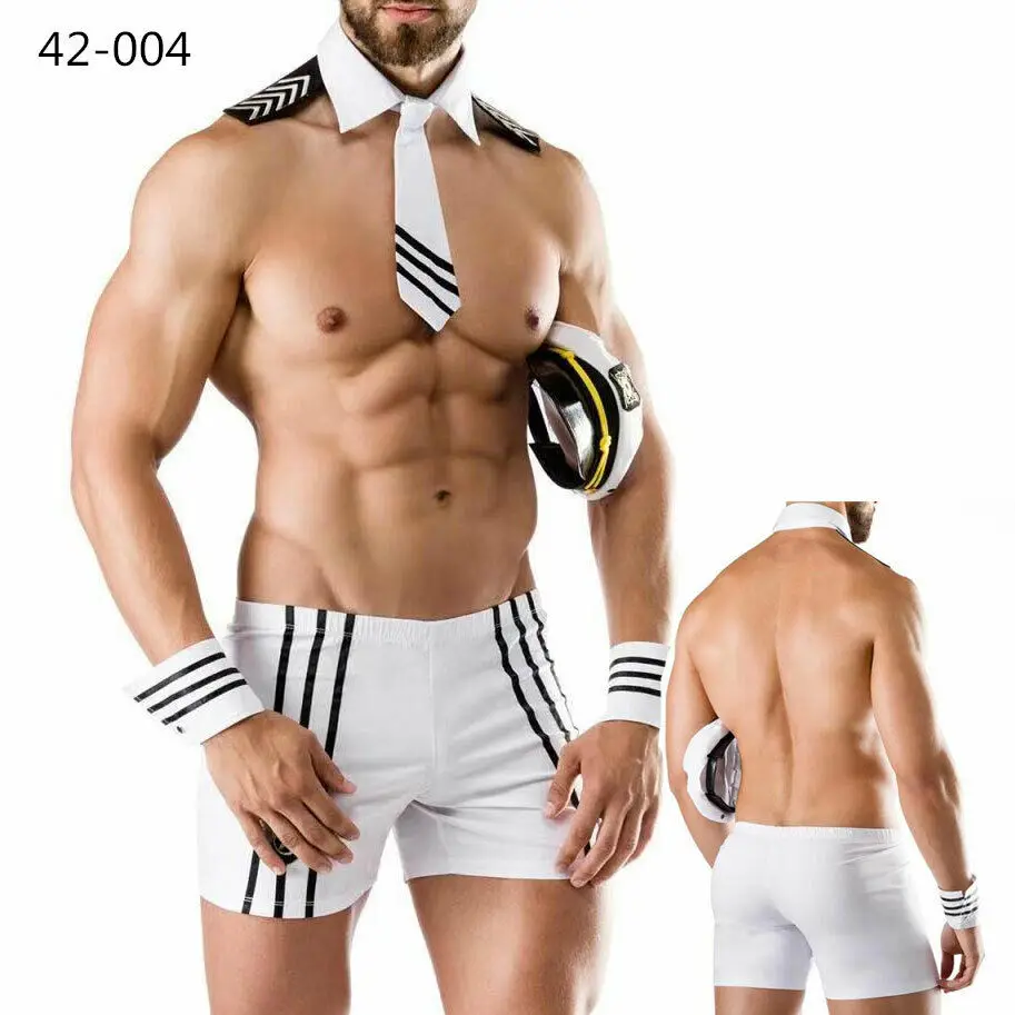 Мужские сексуальное белое нижнее белье Косплей костюмы моряка Необычные платья для косплея костюм SM004