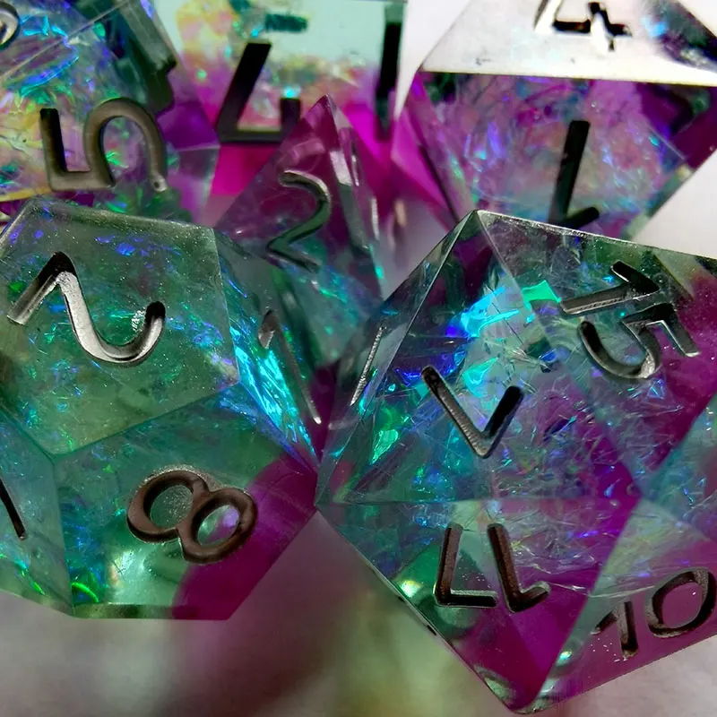DnD Handmade Resin Dice Sharp Edge for DnD Tabletop RPGs Games D4 D6 D8 D% D10 D12 D20