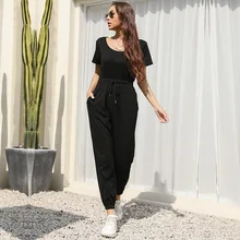 

6778# Toe Casual Pants Jumpsuit Women Summer 2021 Hot Pants Fashion Solid Pant Style Waist Type Front Style Length Material Age