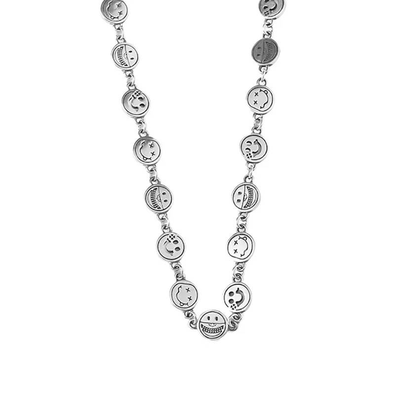 Mewanry Spring New 925 Sterling Silver Smiley Face Clavicle Chain Sweater Necklace Vintage Punk Birthday Party Jewelry Gifts - Image 2