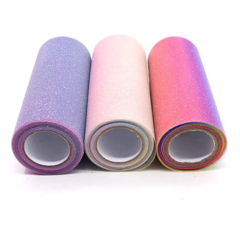 10YardRoll Pink Rainbow Glitter Tulle Roll Sequin Gradient Fabric DIY Craft Gift Birthday Party Wedding Decoration Supplie ww75 (1)