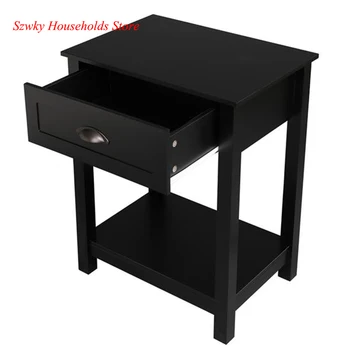 

FCH 1-Drawer Nightstand End Table for Living Room and Bedroom with 1-Drawer and Storage Shelf Black/White