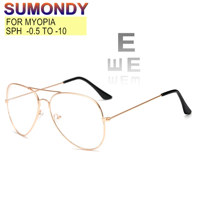 SUMONDY по рецепту очки Myopia 0 5 до 10 мужские и женские модные сплав оправы для близоруких синий светильник