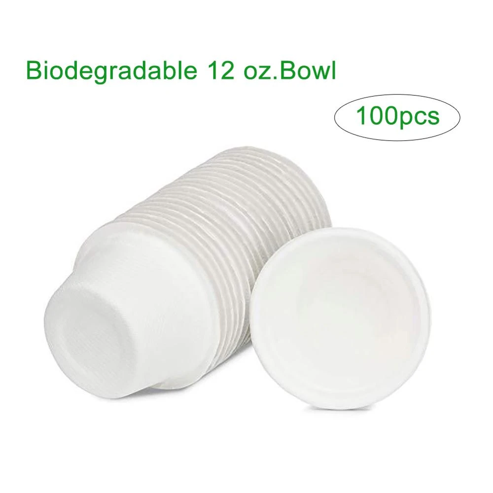 100 X 12oz Blanc Plastique Jetable Service Soupe Fête Bol