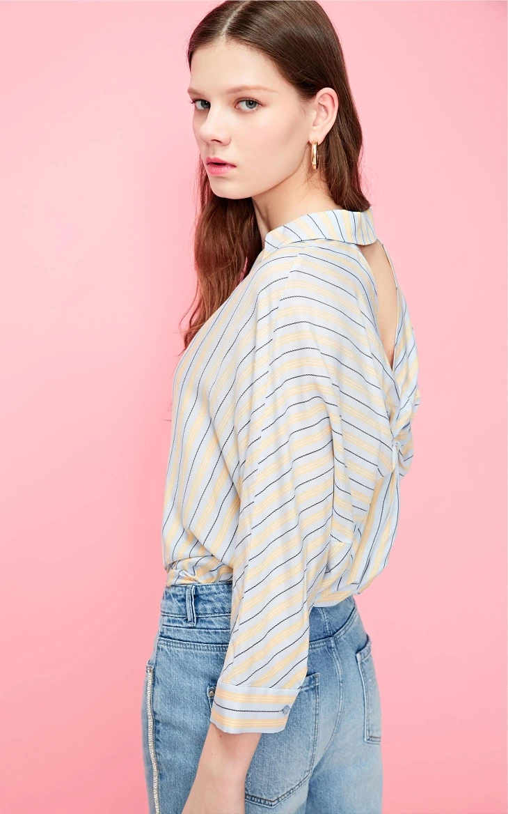 Vero Moda Женская Полосатая Рубашка с v-образным вырезом и рукавами летучая мышь | 319231577