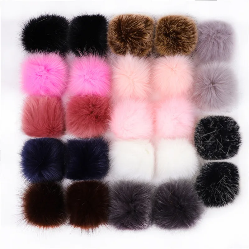 Sewing Threads 24pcs 8/10cm Coloful False Hairball Hat Ball Fur Pompom Fake Fox Fur Shoes Ball Pom Pom DIY Handmade Hat Clothing Accessories Adhesive Fastener Tape