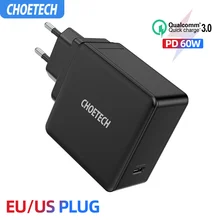 CHOETECH PD 60 Вт USB-C зарядное устройство для MacBook Pro/Воздушный iPad Pro samsung ASUS acer Dell зарядное устройство для планшета QC 3,0 для nintendo Switch