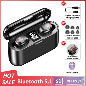 

F9 TWS Bluetooth V5.1 Earphones Wireless Headphones Earphones with Mic Wireless Touch Headset 9D Hifi Sports Waterproof Earbuds