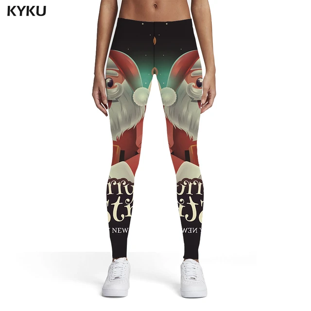 KYKU-Leggings de Navidad para mujer, pantalones con estampado