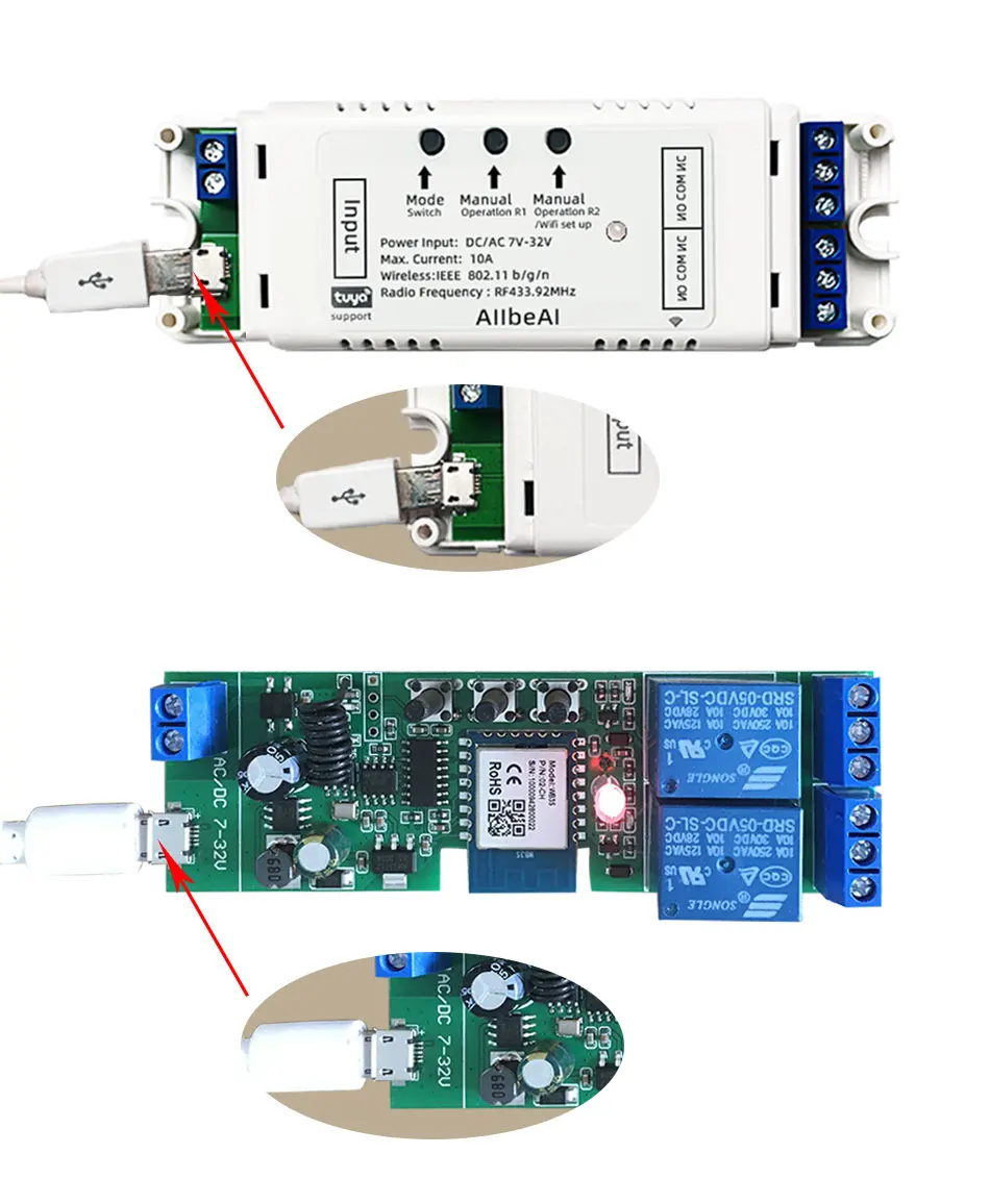 inteligente, interruptor de relé 2ch, controle de