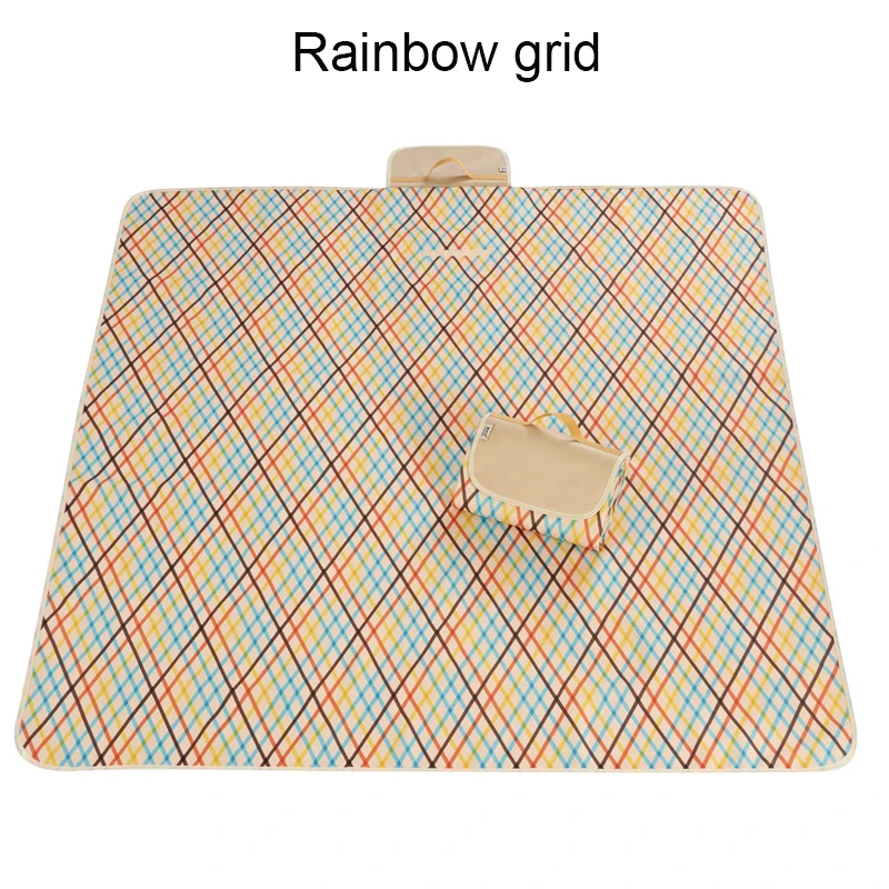 Rainbow grid 145x180/145x200/195x200 см Водонепроницаемый складной Открытый Кемпинг Коврик для йоги расширить коврик для пикника плед пляж Одеяло Детские многопользовательский мат - Цвет: Rainbow grid