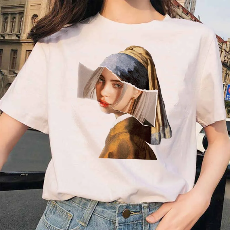 Billie Eilish футболка уличная хип-хоп ee-рубашка для op vogue Женская рубашка Harajuku одежда смешная винтажная
