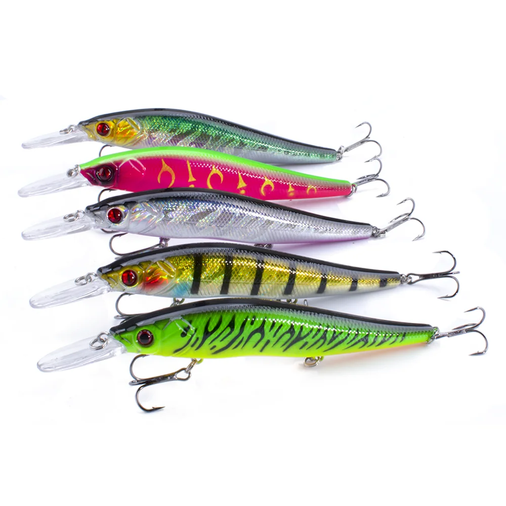 

SEALURER Minnow Fishing Lure 11.5cm/14cm Artificial Hard Bait Bass Wobblers Lures Crankbait Pike Treble Hooks tackle