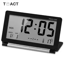 Travel Clock LED Digital Alarm Clocks Multifunction Silent Electronic LCD Large Screen Folding Desk Watch Temperature Date Time