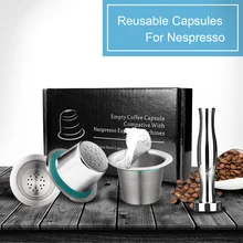 7PCS/Set  Stainless Steel Nespresso Reusable Coffee Capsule Coffee Tamper Refillable Cup Filter Nespresso Machines Maker Pod