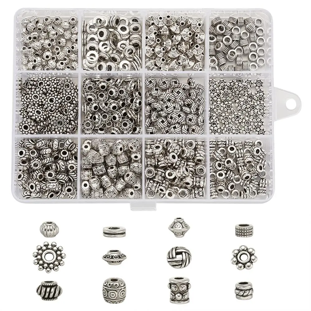 

1 Box Mixed Shapes Tibetan Style Beads For Earrings Bracelets Necklaces Jewelry Making DIY 24pcs-600pcs/box
