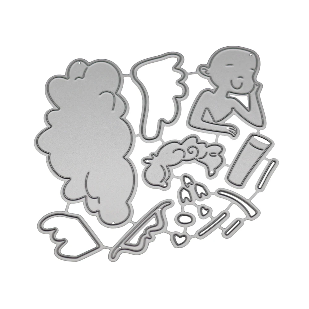  Cupid Archery Shaped Metal Cutting Dies God of Love Art Card DIY Scrapbooking Album Embossing Die C - 4000076523608