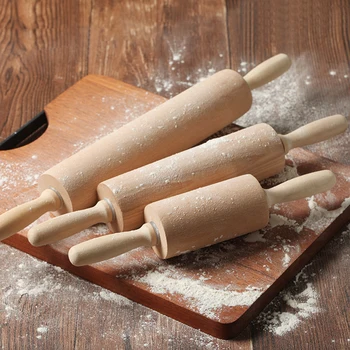 

Non-Stick Wooden Handle Silicone Rolling Pin Pastry Dough Flour Roller Kitchen Baking Cooking Tools Christmas Rolling Pin S/M/L