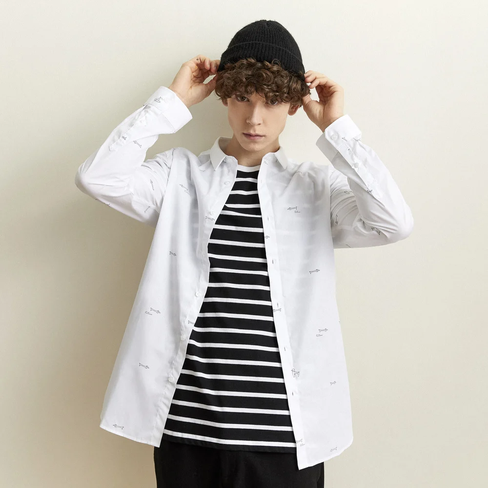 Kopen Metersbonwe Merk Mannen Smart Casual Shirts 2019 Lente Herfst Mannelijke Slanke Lange Mouwen Shirts Reguliere Katoen Mannelijke Basic Tops