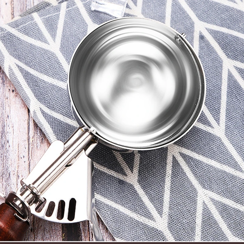 Ice Cream Scoop Redwood Stainless Steel Ice Cream Scoop Tool Cookie Scoop Icecream Spoon Kitchen Gadgets Sticks Potatoes Watermelon Fruit Padauk